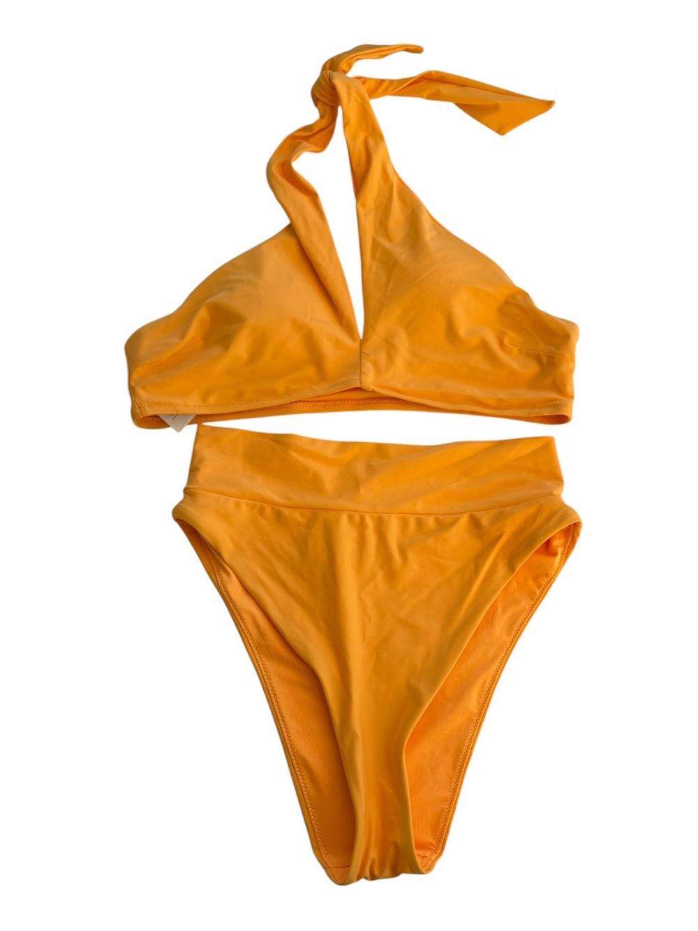 Aerie size large High-Waist Halter Bikini Set - Bright Orange